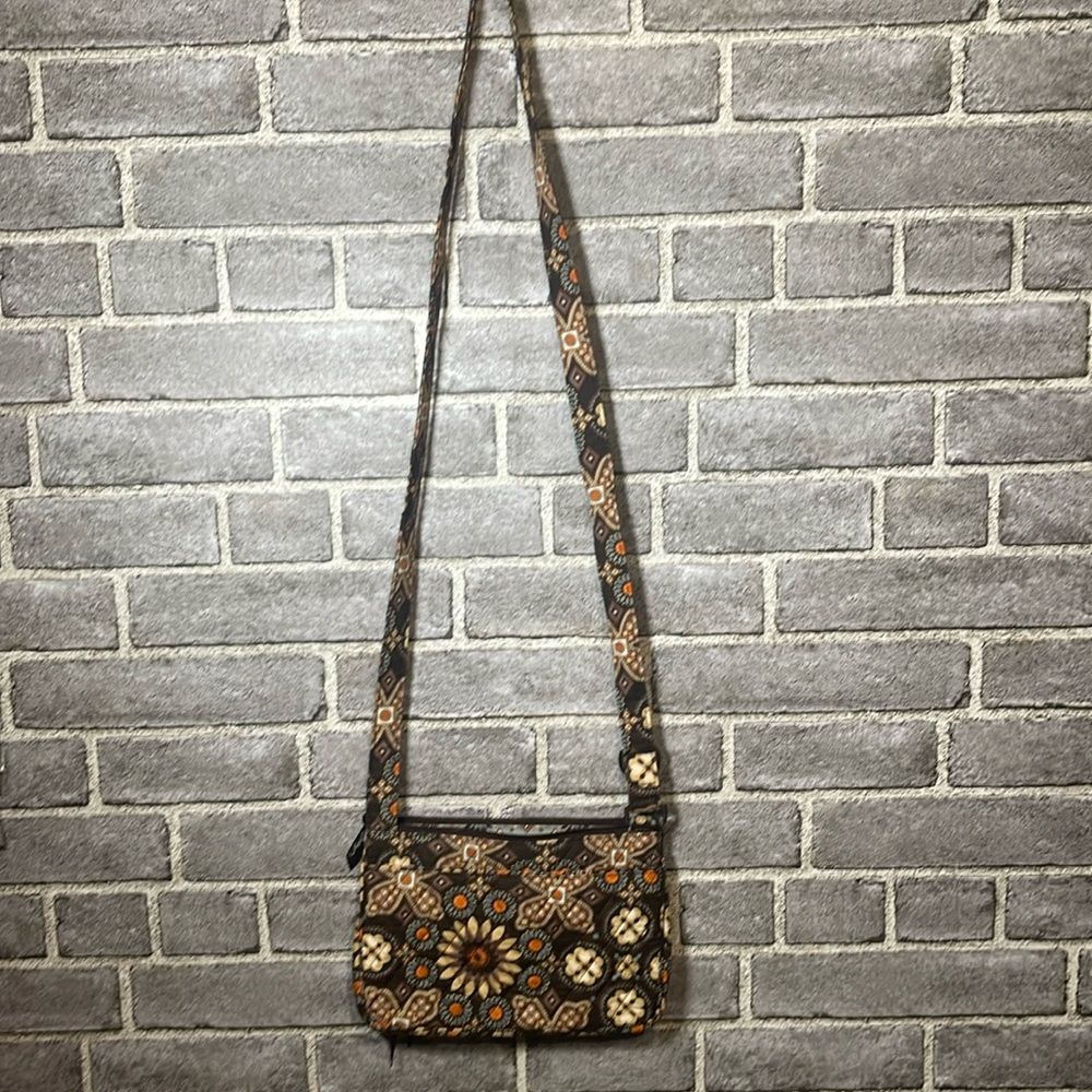 Vera Bradley Brown, Cream & Orange Floral Quilted Crossbody